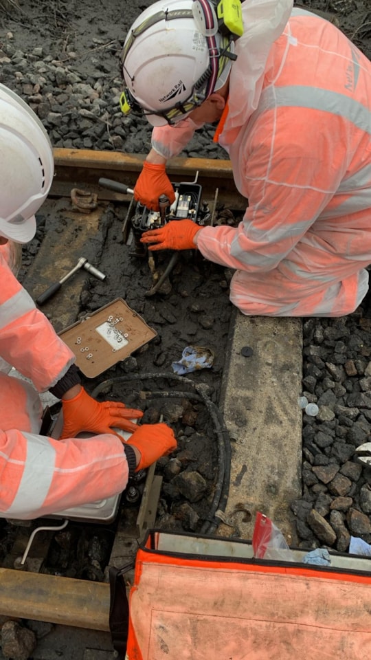 Repairs to the railway at Rye House following flooding 2 