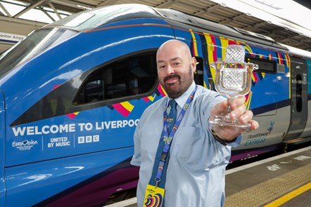 Mark Foster, TPE conductor and Eurovision Superfan with his replica trophy