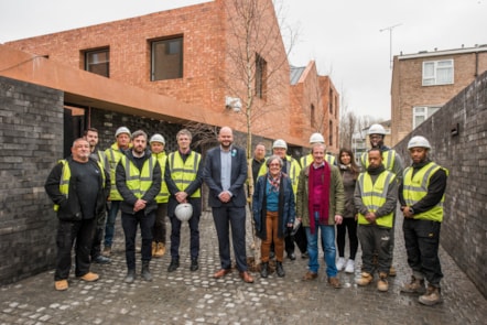 The Mandeville Street project team with Mayor of Hackney Philip Glanville (front left), Cllr  Lynne Troughton (front centre) and Cllr Guy Nicholson  (front right)