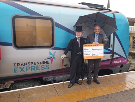 Councillor Philip Thomson & Councillor Cliff Foggo, Cabinet Member for Highways and Transport for Redcar & Cleveland Borough Council celebrate the new TPE rail link