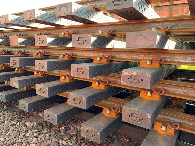 Composite Sleepers on Sherrington Viaduct, near Salisbury: Composite Sleepers on Sherrington Viaduct, near Salisbury