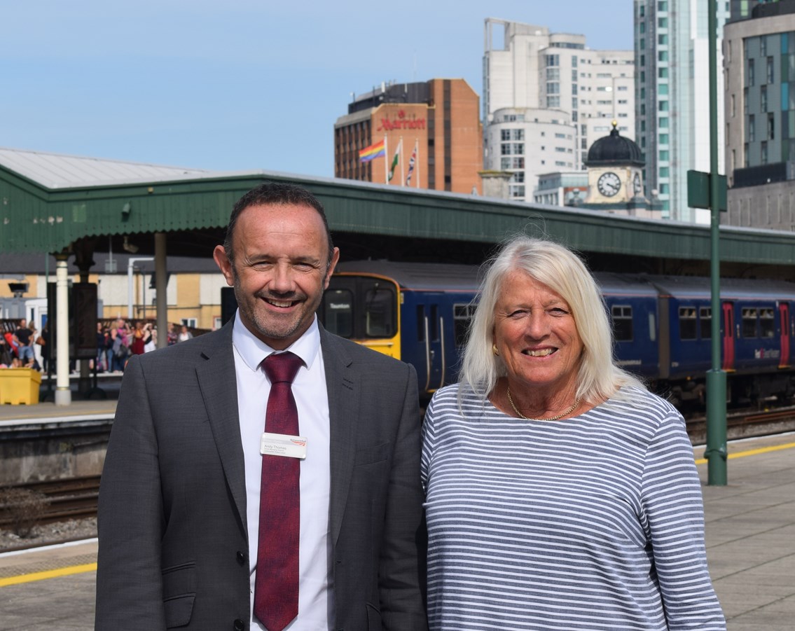 Andy Thomas, route managing director for Network Rail Wales, and Margaret Llewellyn, the chair of the Wales Route Supervisory Board