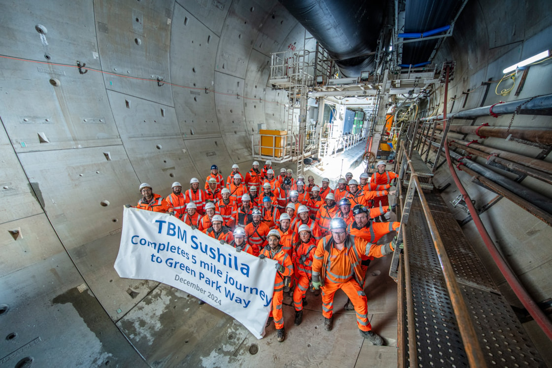 HS2 tunnelling team celebrates breakthrough of TBM Sushila at Green Park Way