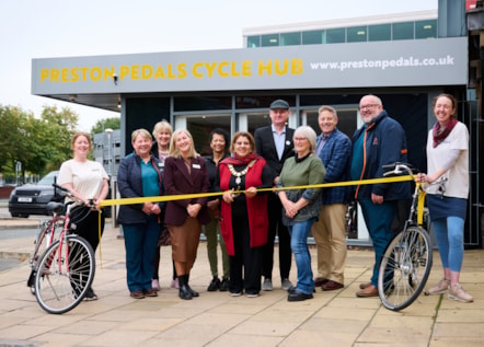 Councillor Nweeda Khan, the Mayor of Preston, officially opens the new community cycle hub at Preston station