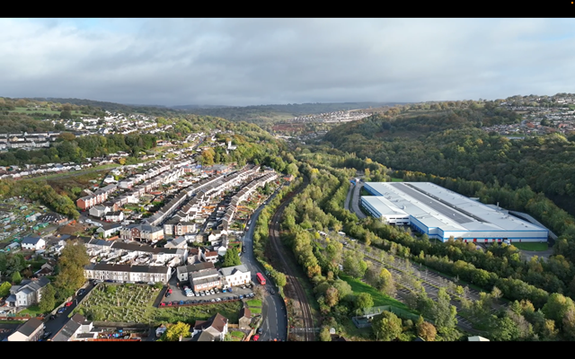 Network Rail thanks passengers and communities for their patience as Ebbw Vale line reopens: Ebbw Vale aerial 