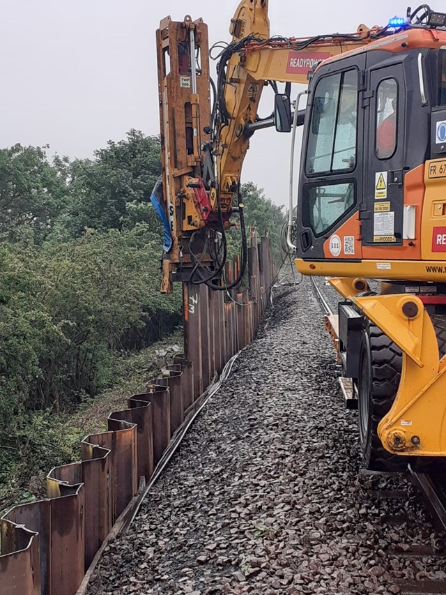 Landslip repair work taking place