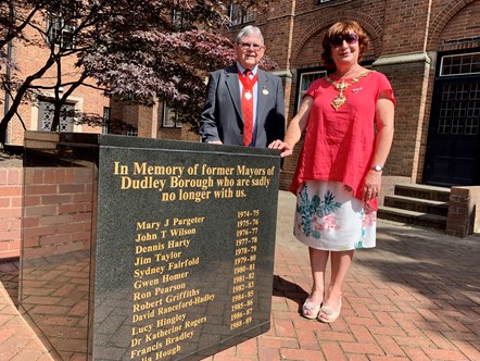 Former mayors at memorial stone