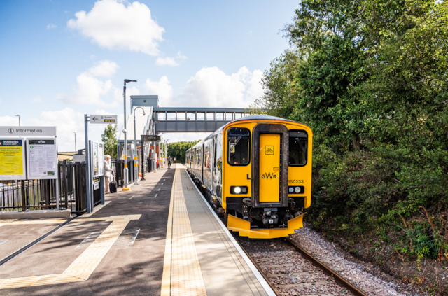 The first train arrives at Okehampton Interchange ahead of regular services starting tomorrow (1st August). Credit: Devon & Cornwall Rail Partnership