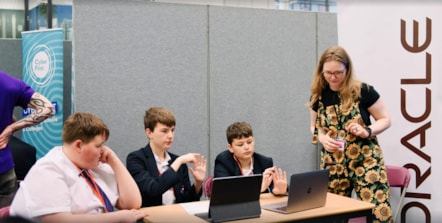 Sponsor Oracle provides an AI based environmental activity at the 2024 TeenTech Lancashire Festival