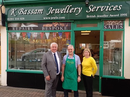 Cllr Patrick Harley with staff from Bassam Jewellers