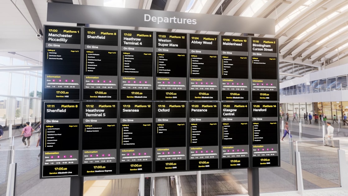 Old Oak Common superhub departure board