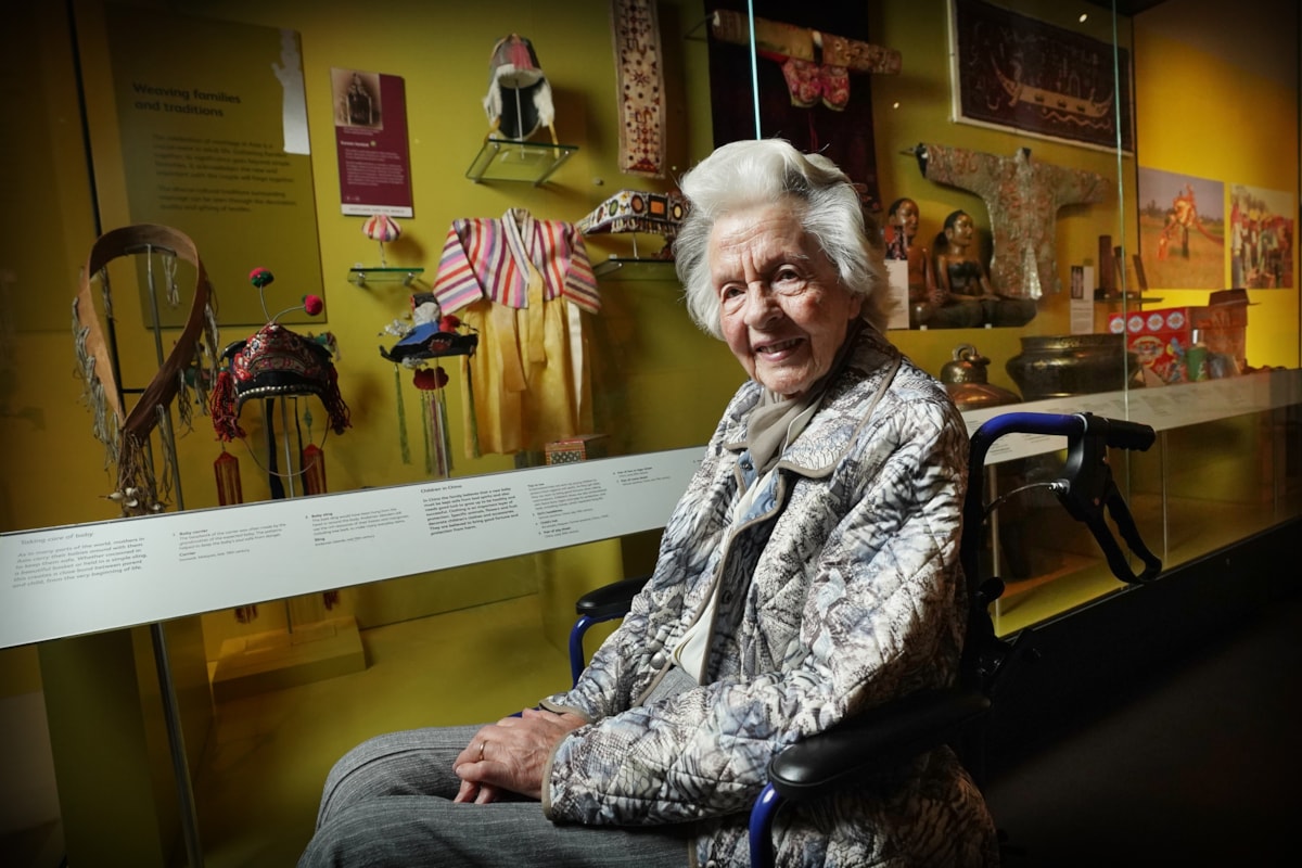 Mary Davidson Smith, 104, is reunited with her childhood outfit at the National Museum of Scotland. © Stewart Attwood (2)