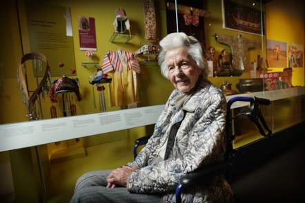 Mary Davidson Smith, 104, is reunited with her childhood outfit at the National Museum of Scotland. © Stewart Attwood (2)