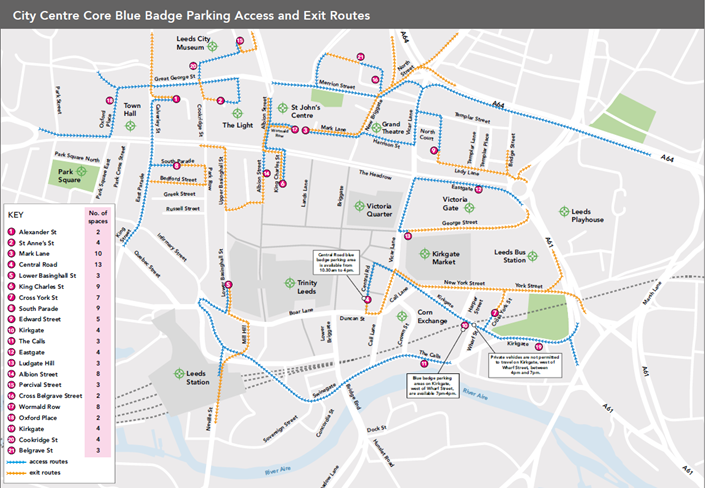 New maps help motorists navigate Leeds city centre and find disabled parking bays: Disabled Routes Map Sept 22