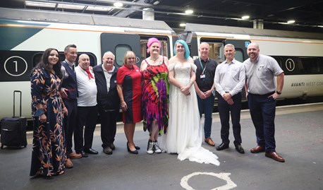 Peter (4th left) with Laura, Jane and the team from Avanti West Coast 