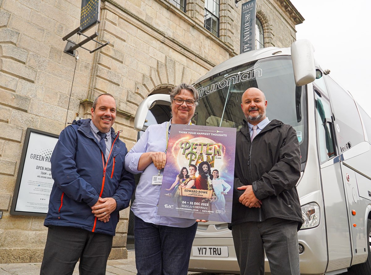 Picture shows from L-R: Richard Moon, Business Contract Manager Truronian, Julien Boast, Chief Executive Hall for Cornwall, Richard Honey, Staff Manager Cornwall by Kernow