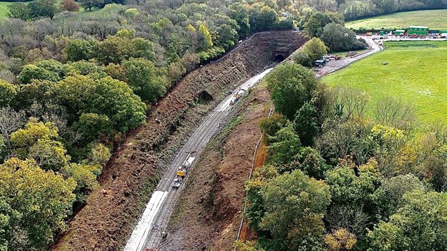 REMINDER: Major engineering project means nine days with no trains between Tunbridge Wells and Hastings - starting tomorrow!: Wadhurst London aerial half completion