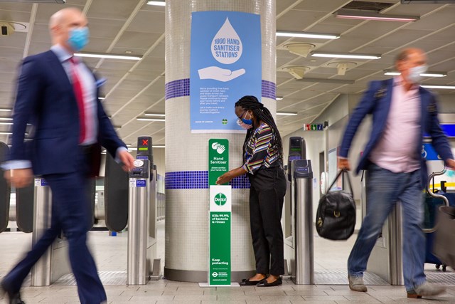 TfL Image - Hand sanitiser station