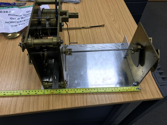 The new electric mechanism before installation into the Great Malvern station clock - Credit Smith of Derby