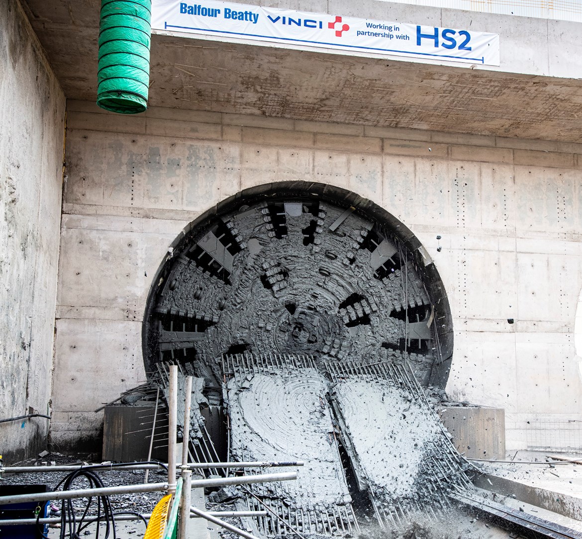 HS2 celebrates historic first tunnelling breakthrough: HS2's first TBM breakthrough