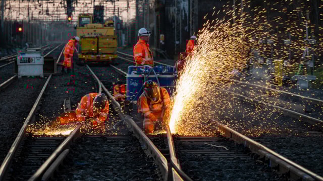 Footage released of first train over newly installed Hanslope junction: Old track being cut out at Hanslope Junction renewal December 2025