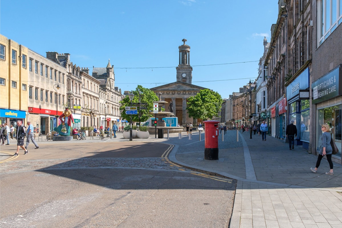 Active travel bollards - High Street Plainstones renderings