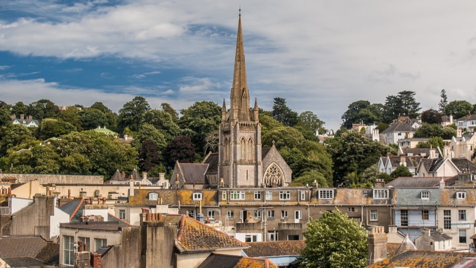 generic english town with church