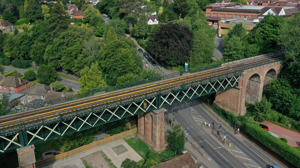 Network Rail’s £10.5m refurbishment of iconic 140-year-old Oxted Viaduct is complete: Area view of Oxted Viaduct