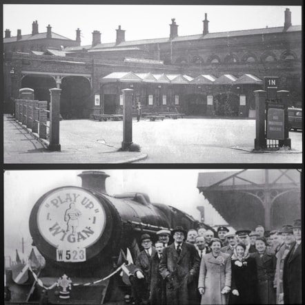 The Wonders of Wigan mural displays archive images from landmarks across the region, including Wigan North Western station.