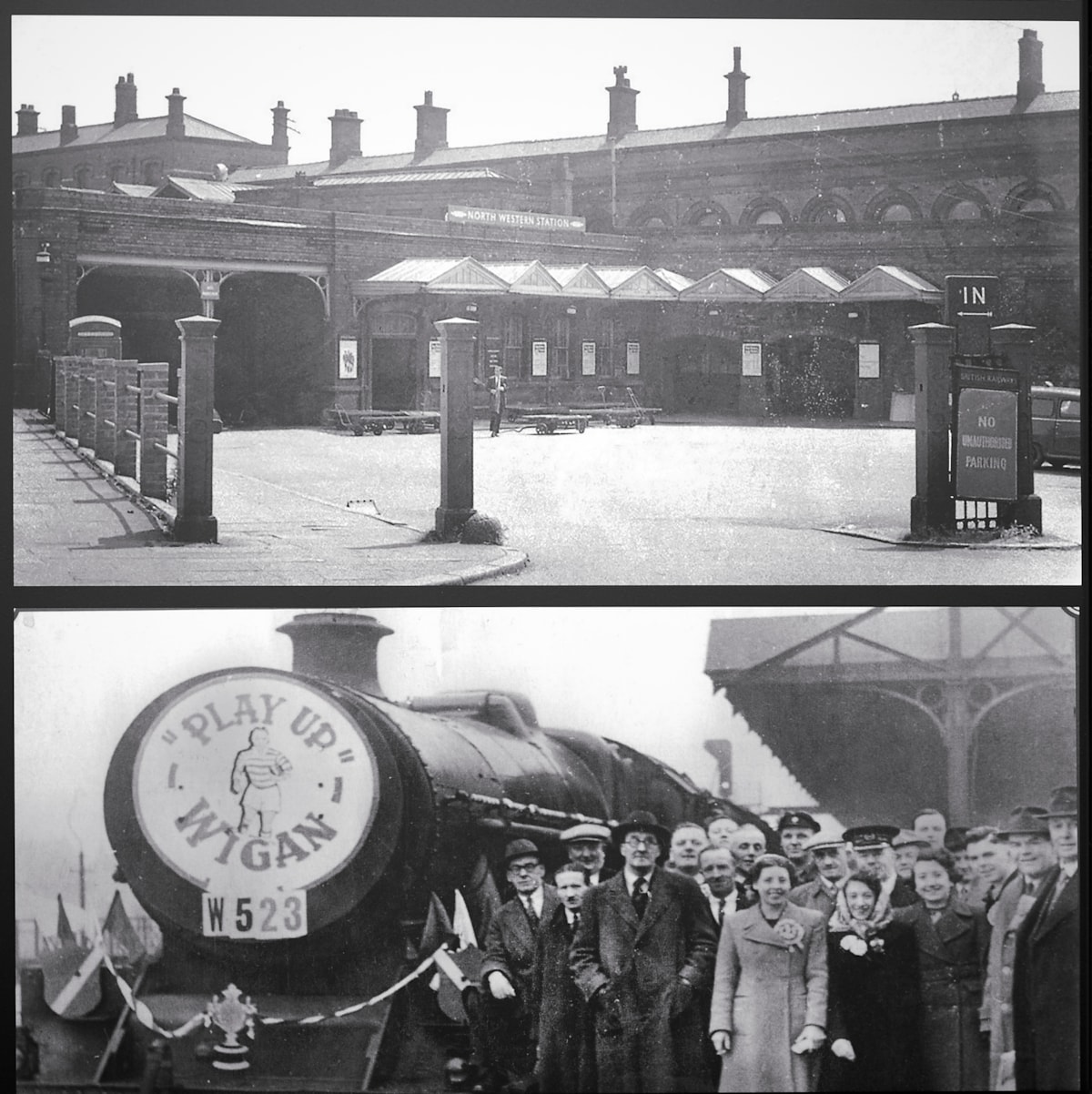 The Wonders of Wigan mural displays archive images from landmarks across the region, including Wigan North Western station.