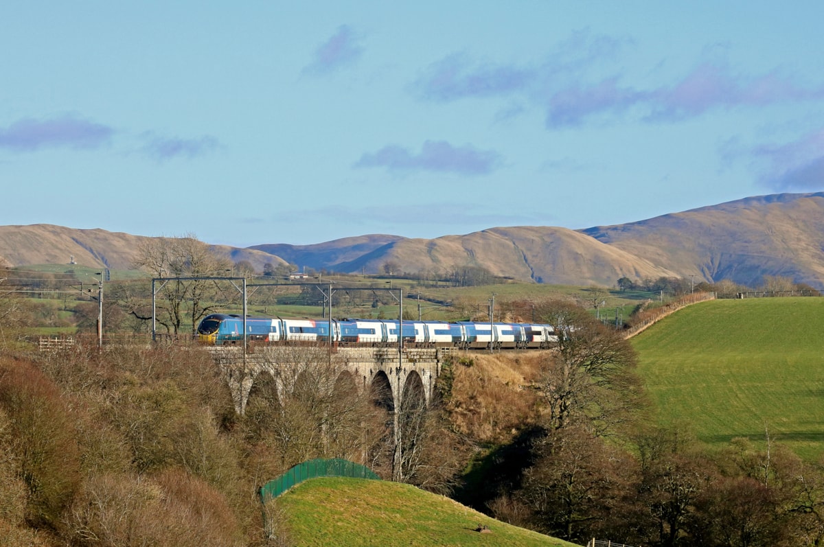 Avanti West Coast passes over Docker Viaduct