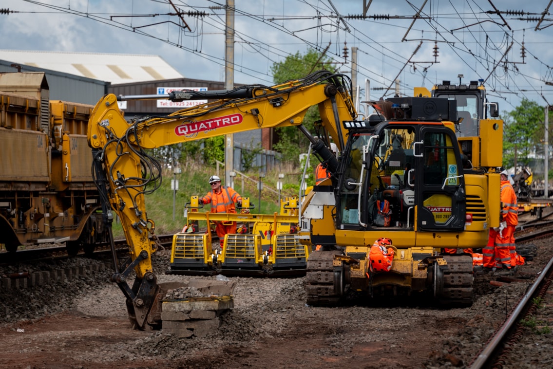 Warrington - Dallam Junction shot of excavation of old track bed