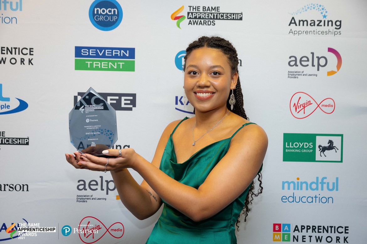 HS2 apprentice celebrates success at BAME awards: Bintou Keita, attending the BAME apprenticeship awards