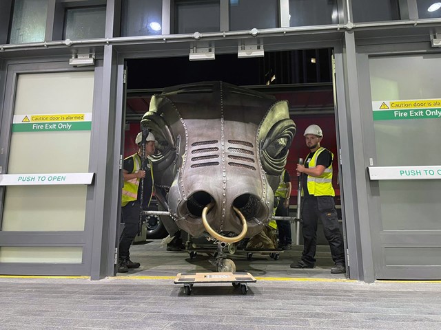 Ozzy's head being brought through a 2.3m wide door on Friday night: Ozzy's head being brought through a 2.3m wide door on Friday night
