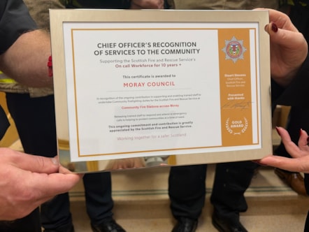 Moray Council SFRS Gold Employer Recognition award