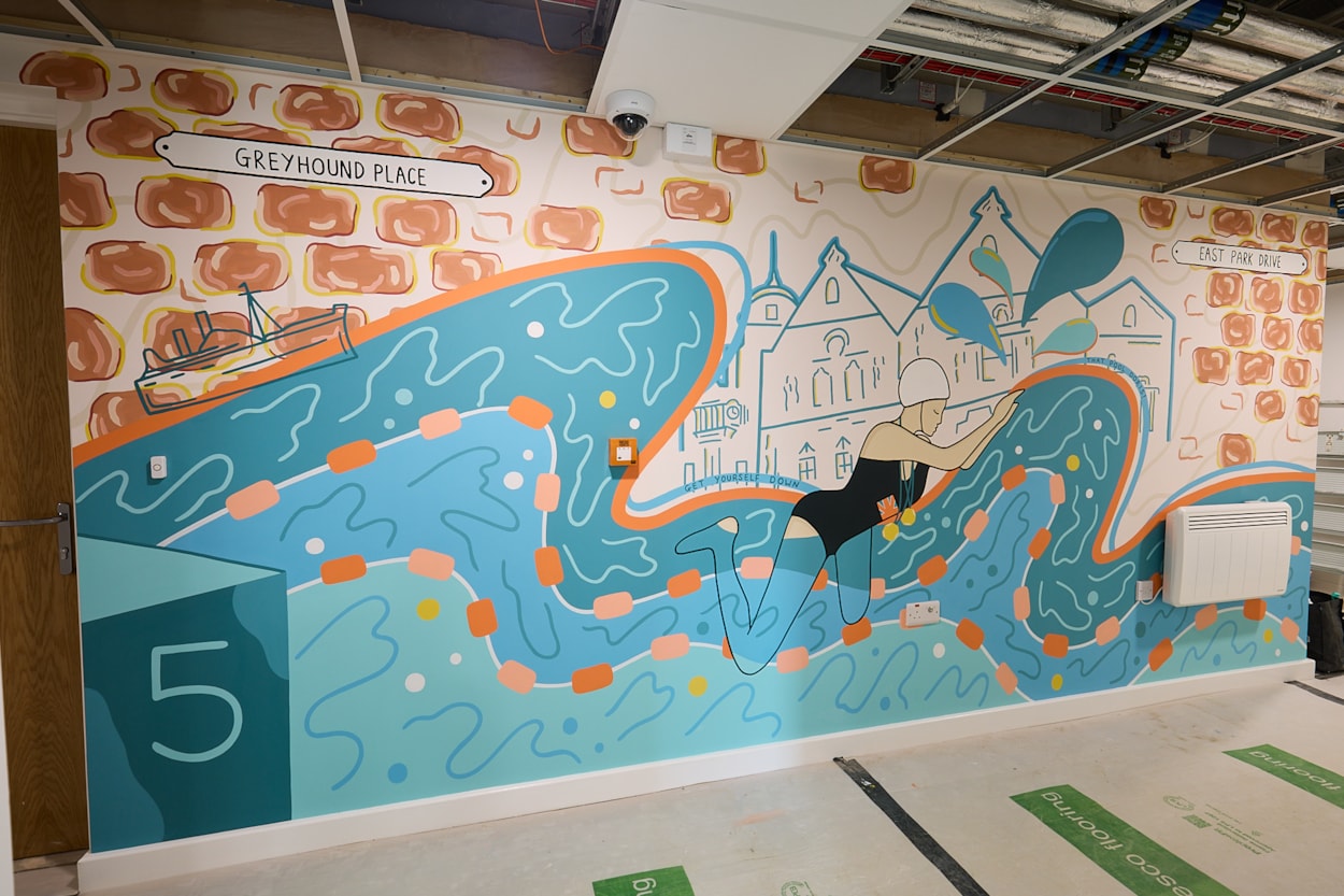 On the Pitch, Off the Pitch Murals: Among the inspiring figures selected to feature in murals are Kadeena Cox and swimmer Doris Storey (whose mural is pictured here). Elsewhere a vibrant mural depicting the city’s rich dance heritage adorns the Northern School of Contemporary Dance and a dynamic piece celebrating the city’s rising skateboarding stars has been unveiled at Leeds Dock.
And a tribute to the Leeds Caribbean Cricket Club is a new feature at Kirkgate Market