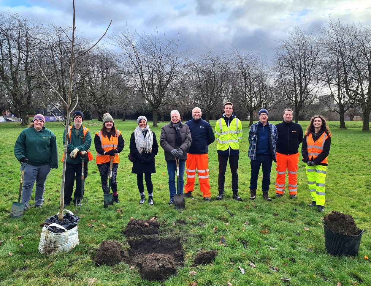 Armley Park tree planting with Cllr Hayden