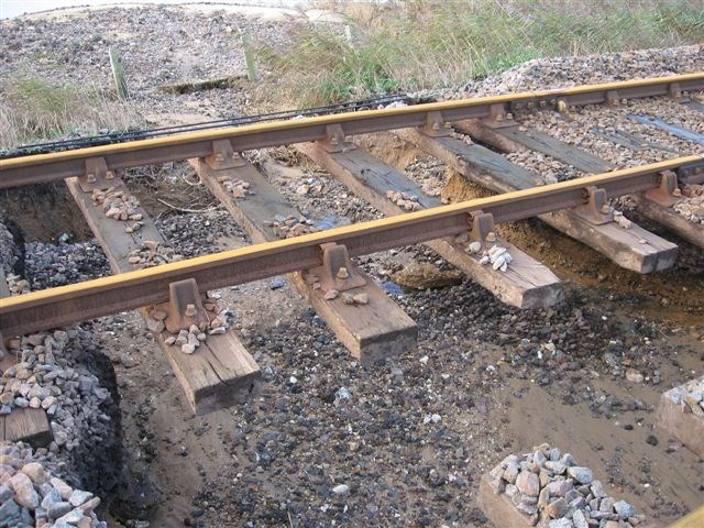 Tracks damaged by flooding in Norfolk