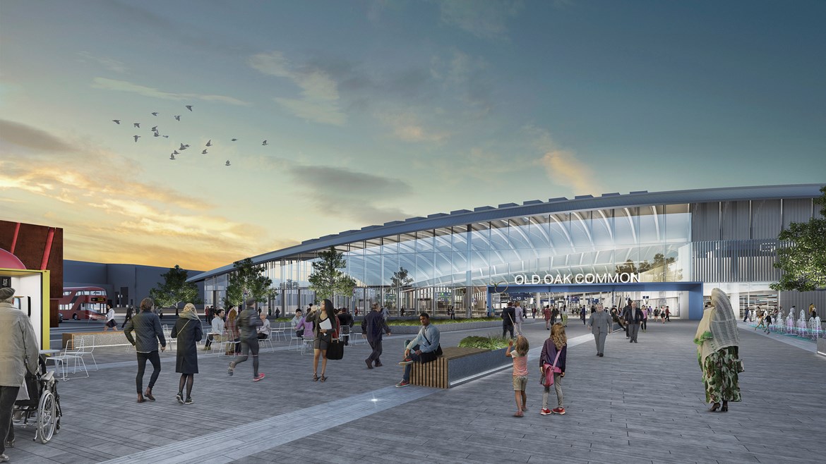 Start of construction at HS2’s London super-hub moves a step closer as Old Oak Common station planning submission is submitted: Old Oak Common Station exterior view 2