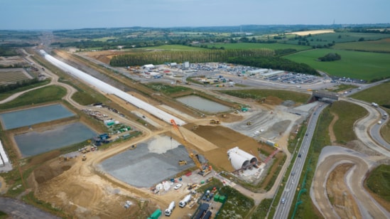 Earthworks progress at Chipping Warden ahead of the realignment of the A361 June 2025