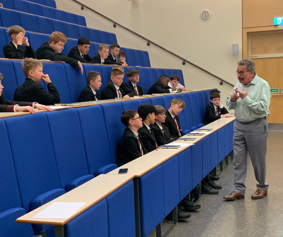 Professor Lord Robert Winston and students at St John Henry Newman Catholic School