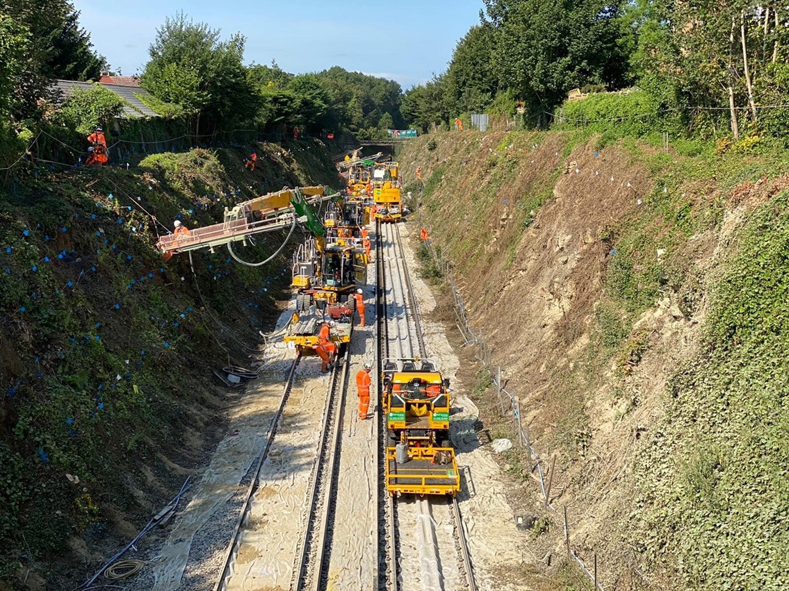 Rail passengers thanked for their patience after Ashford line landslip prevention works carried out: Bearsted Complete (4)