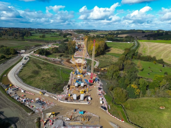 Aerial view of Edgcote Viaduct piers being installed (October 2024) DJI 0047