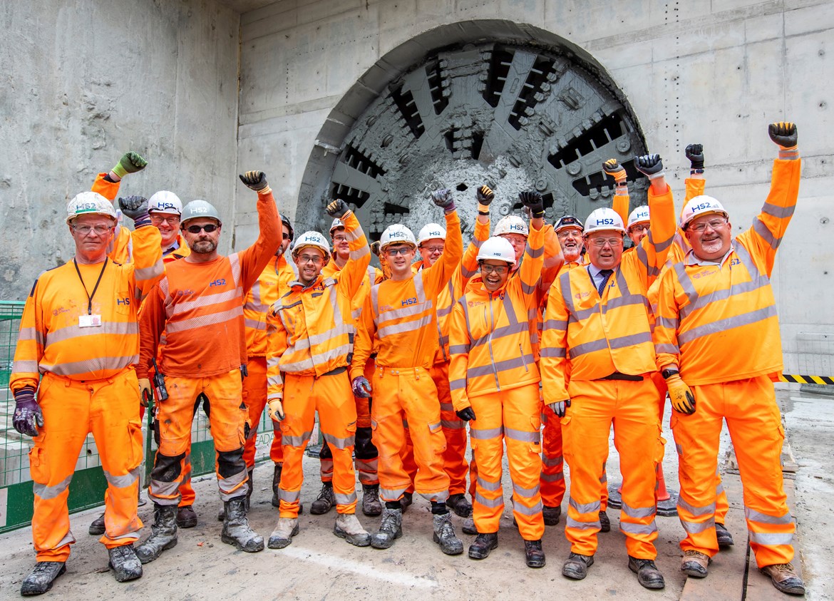 HS2 celebrates historic first tunnelling breakthrough: HS2 TBM Breakthrough tunnelling team