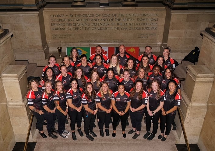 Reception 8: The Canada women's rugby league team at Leeds Civic Hall.