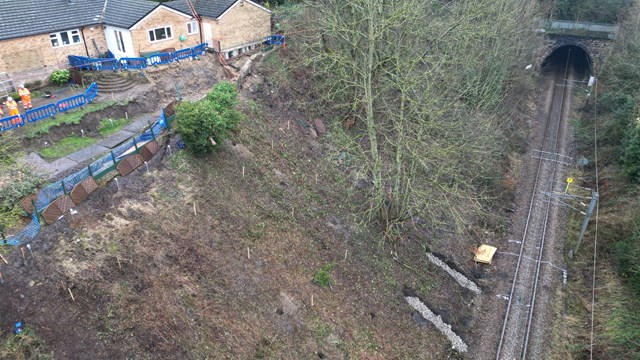 Aerial shot of landslip at Baildon (1), Network Rail
