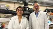 Dr Dipa Roy (left) and Professor Vasileios Koutsos in the materials lab at UoE-2: Dr Dipa Roy (left) and Professor Vasileios Koutsos in the materials lab at UoE-2