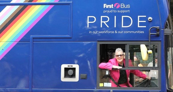 Glasgow Pride Bus - Horse Macdonald Driver