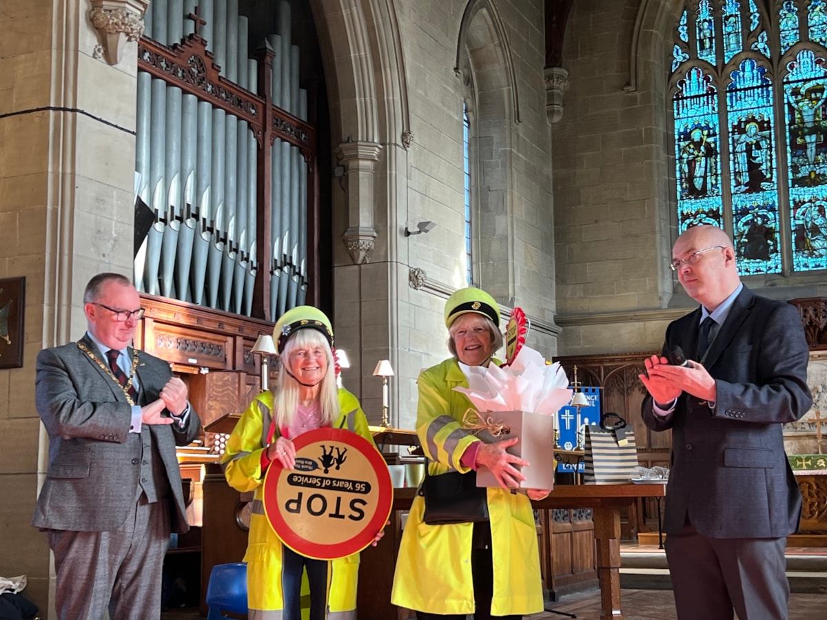 Cllr Alf Clempson, chairman of Lancashire County Council with Irene and Joan