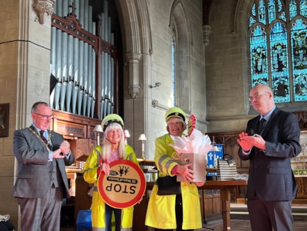 Cllr Alf Clempson, chairman of Lancashire County Council with Irene and Joan